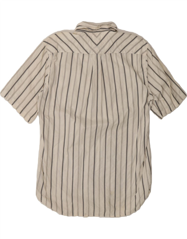 TOMMY HILFIGER Mens Short Sleeve Shirt Medium White Striped Cotton Vintage Tommy Hilfiger and Second-Hand Tommy Hilfiger from Messina Hembry 