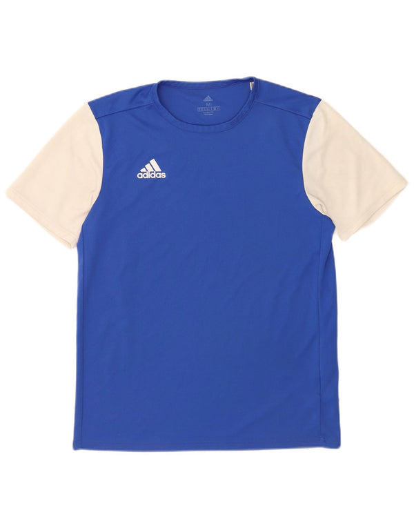 Adidas Mens Climalite T-Shirt Top Medium Blue Colourblock Polyester