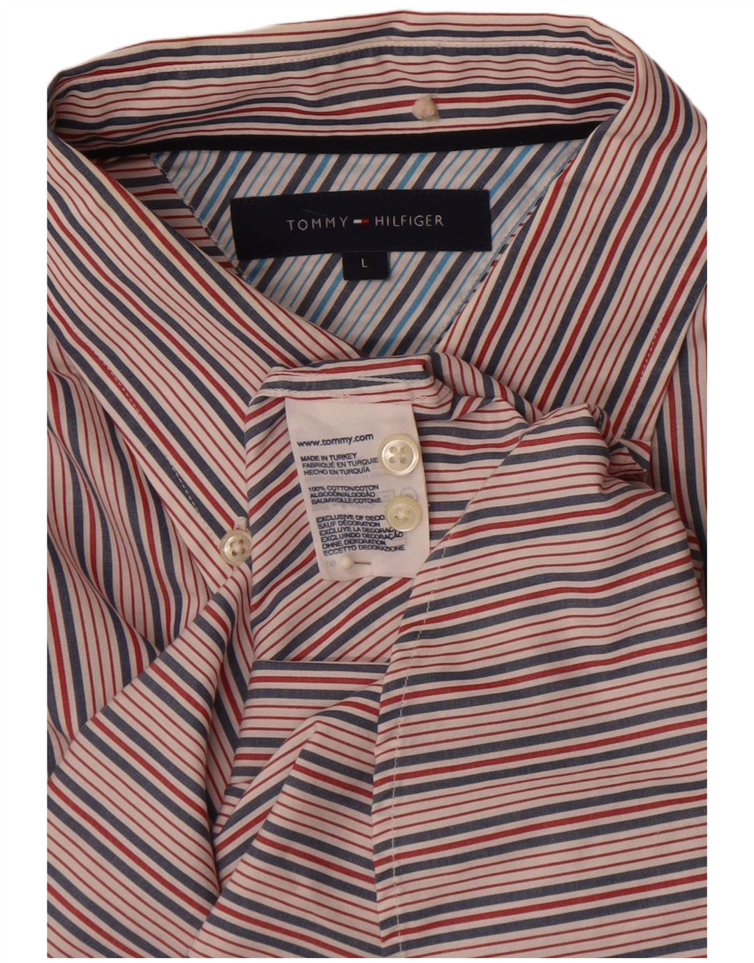 Tommy Hilfiger Mens Shirt Large Multicoloured Pinstripe Cotton