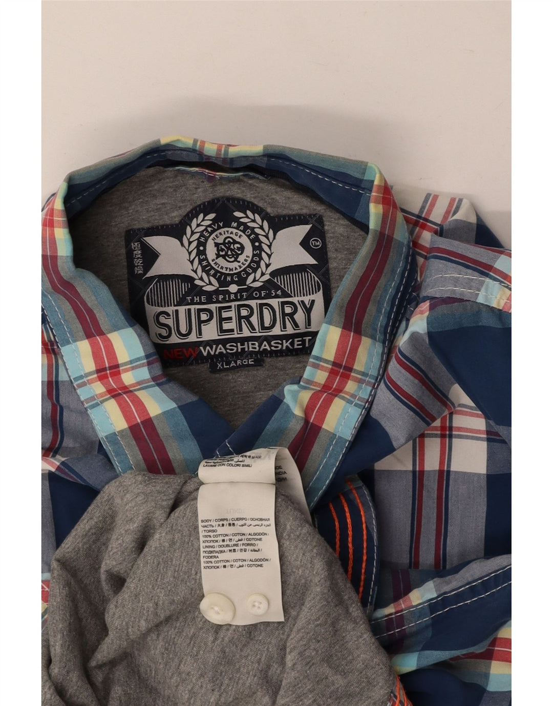 SUPERDRY Mens Shirt XL Blue Check Cotton