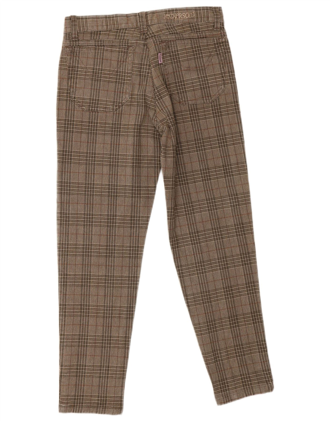 JECKERSON Womens Tapered Casual Trousers W25 L25 Brown Check Cotton