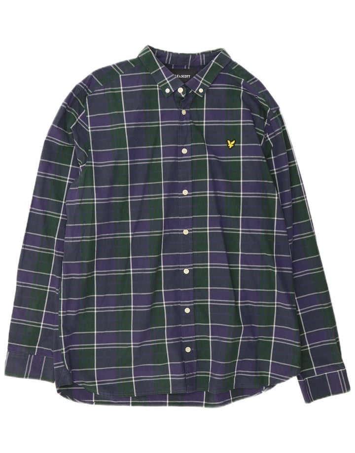 Lyle & Scott Mens Shirt 2XL Navy Blue Check Cotton