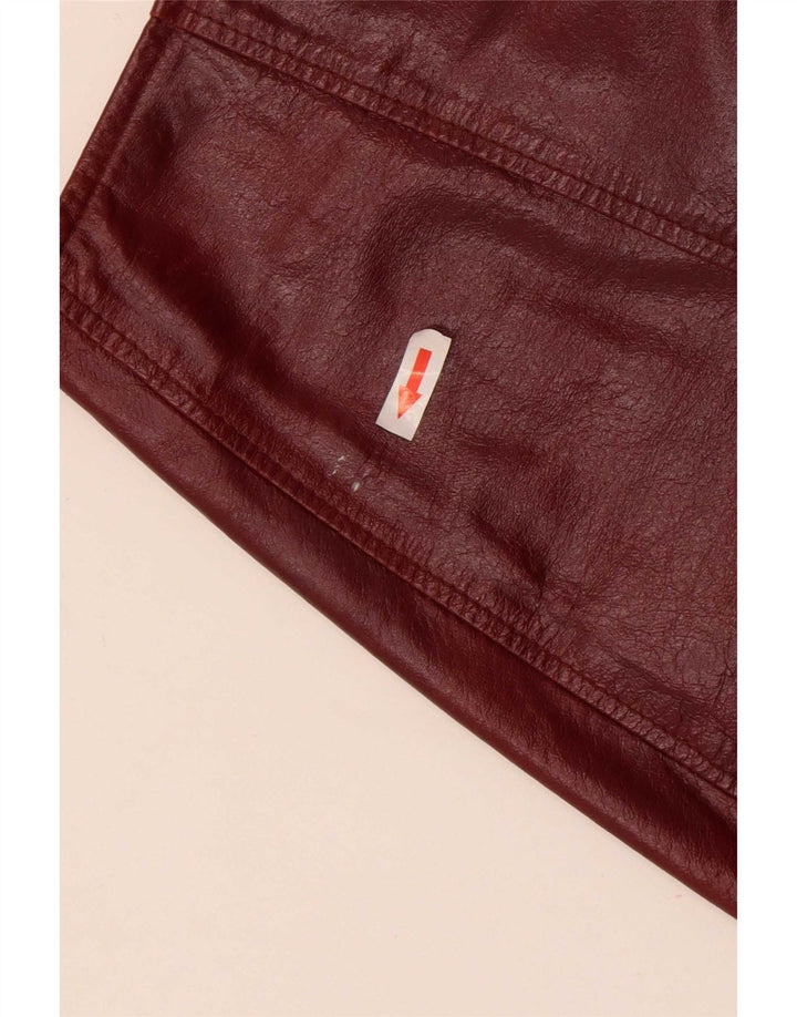 Conbipel Womens Mini Leather Skirt IT 44 Medium W27  Maroon Leather