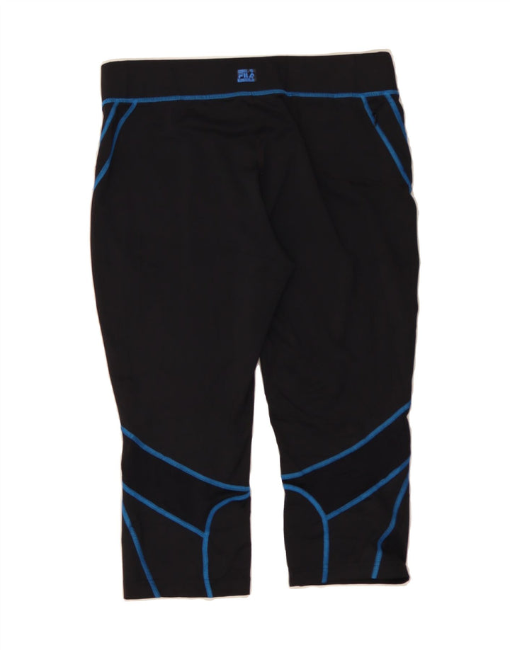 FILA Womens Capri Tracksuit Trousers UK 14 Large  Black Polyester Vintage Fila and Second-Hand Fila from Messina Hembry 