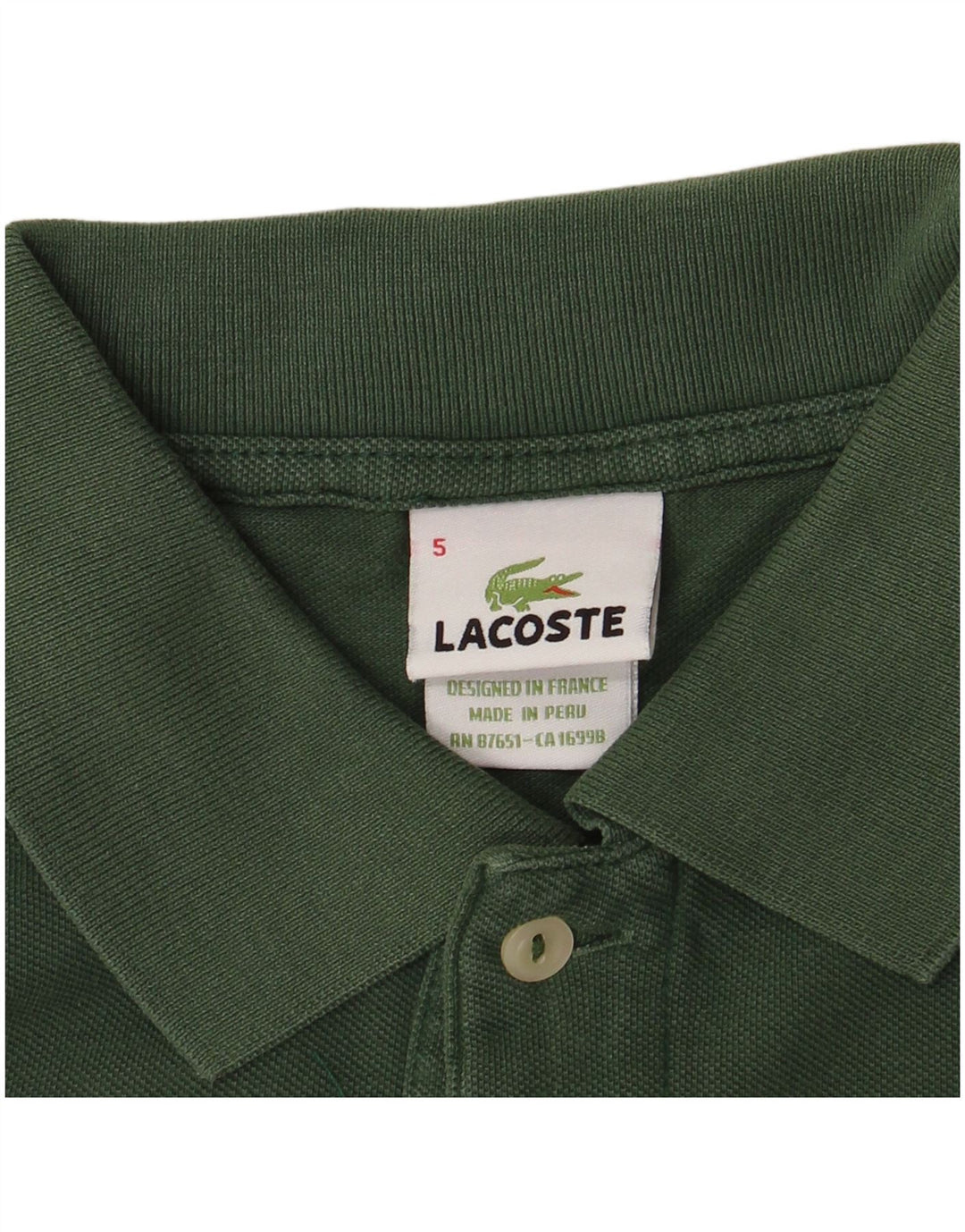 LACOSTE Mens Polo Shirt Size 5 Large Green
