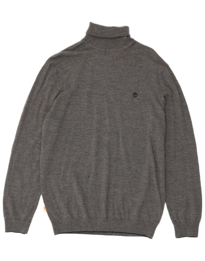 Timberland Mens Roll Neck Jumper Sweater XL Grey Wool