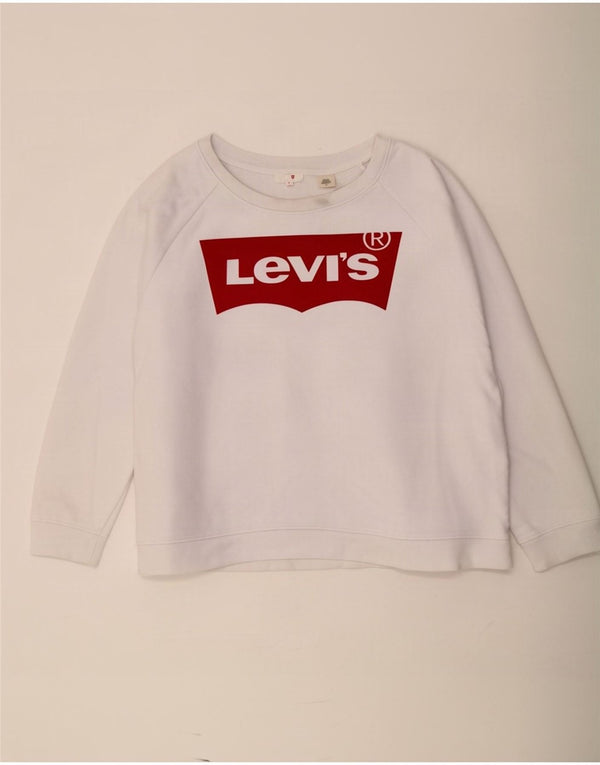 Levi's Womens Graphic Oversized Sweatshirt Jumper UK 16 Large White Cotton