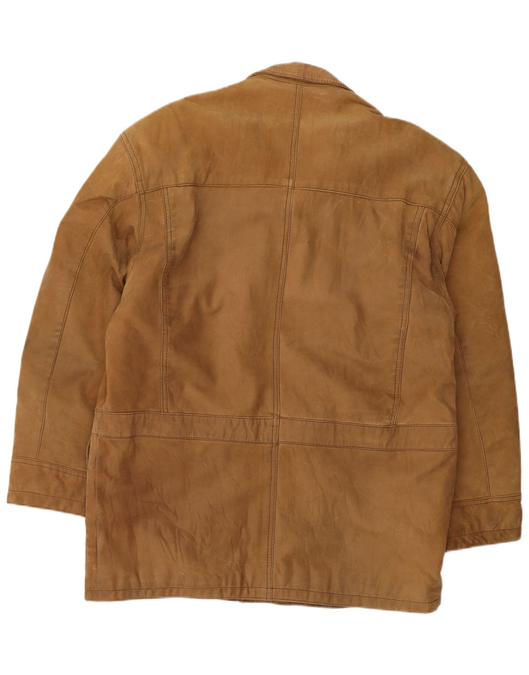 VINTAGE Mens Loose Fit Leather Jacket IT 46 Small Brown Leather