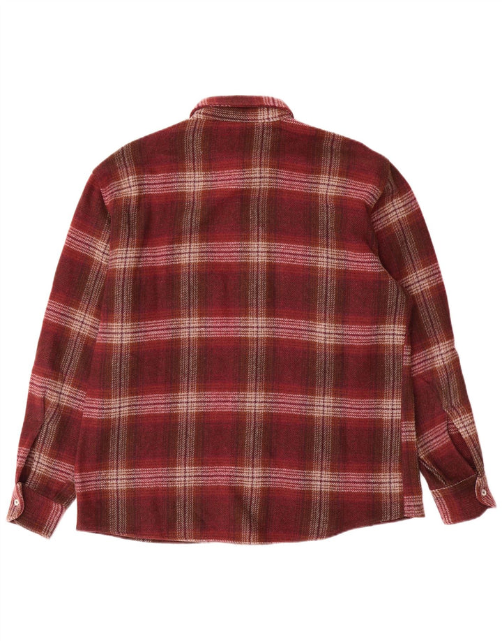VINTAGE Mens Flannel Shirt Medium Burgundy Plaid