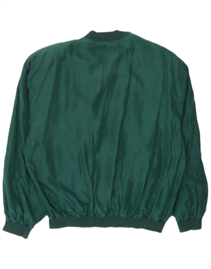 VINTAGE Mens Bomber Jacket UK 42 XL Green Silk