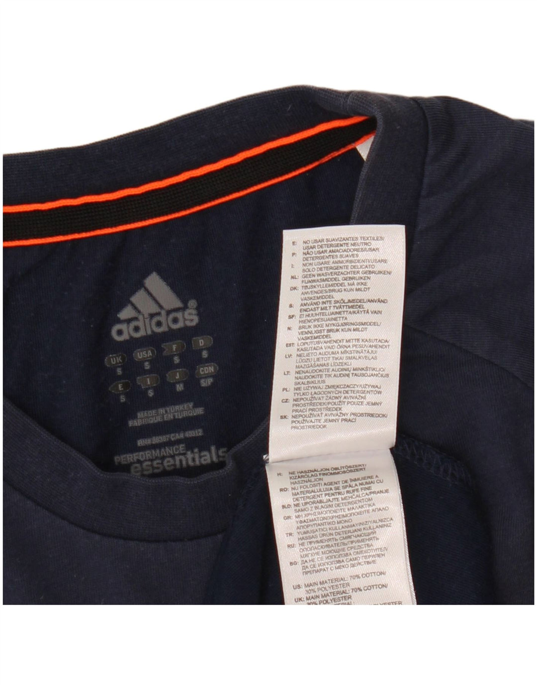 ADIDAS Mens T-Shirt Top Small Navy Blue Cotton