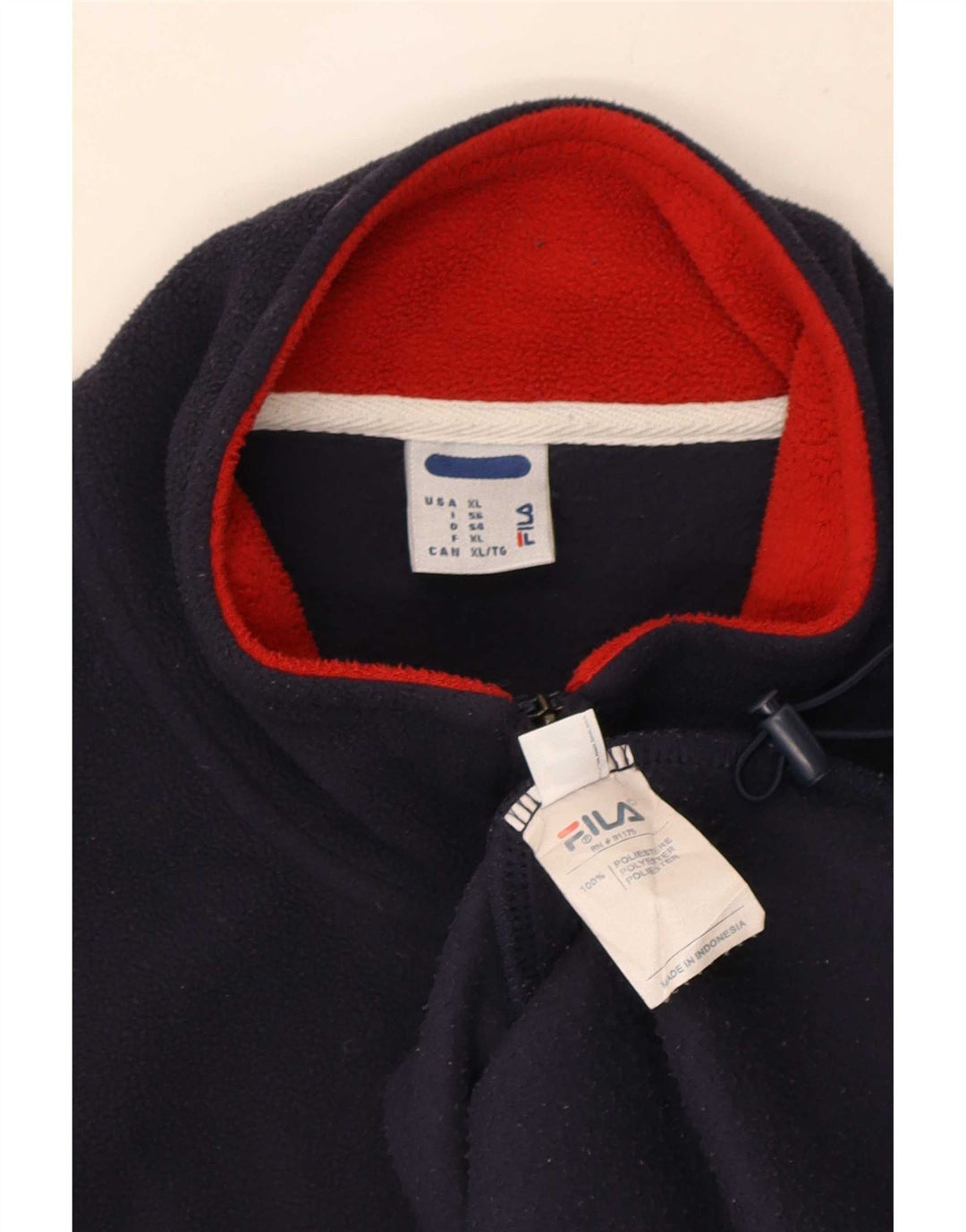 Fila Mens Zip Neck Fleece Jumper XL Navy Blue Polyester