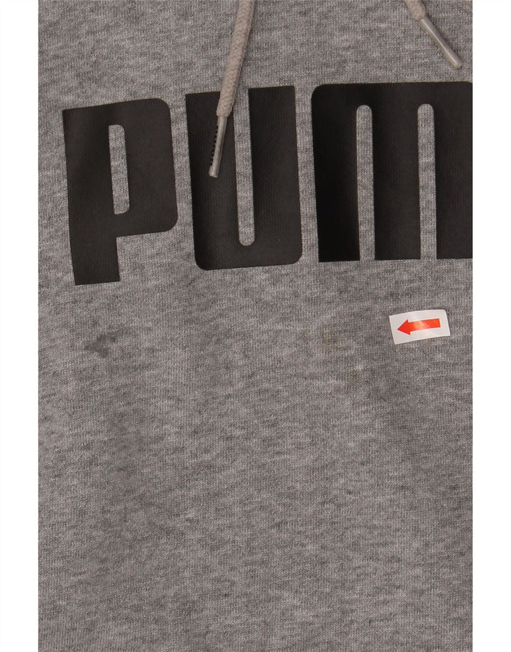 PUMA Mens Graphic Hoodie Jumper Medium Grey Cotton Vintage Puma and Second-Hand Puma from Messina Hembry 