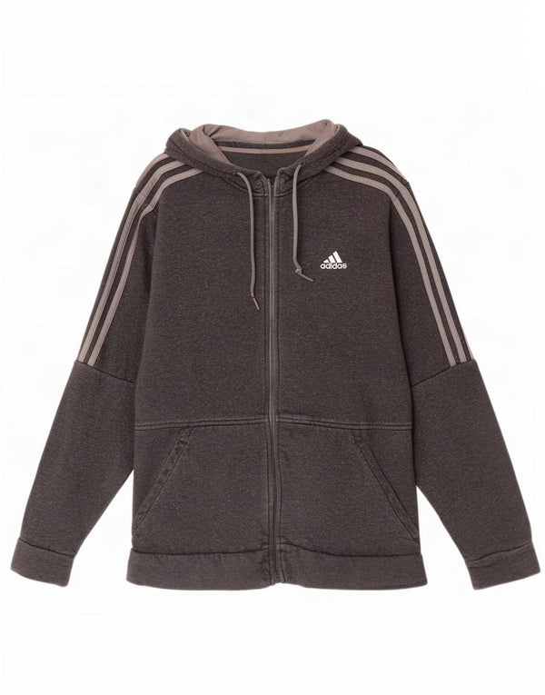 Adidas Mens Zip Hoodie Sweater Medium Grey Cotton
