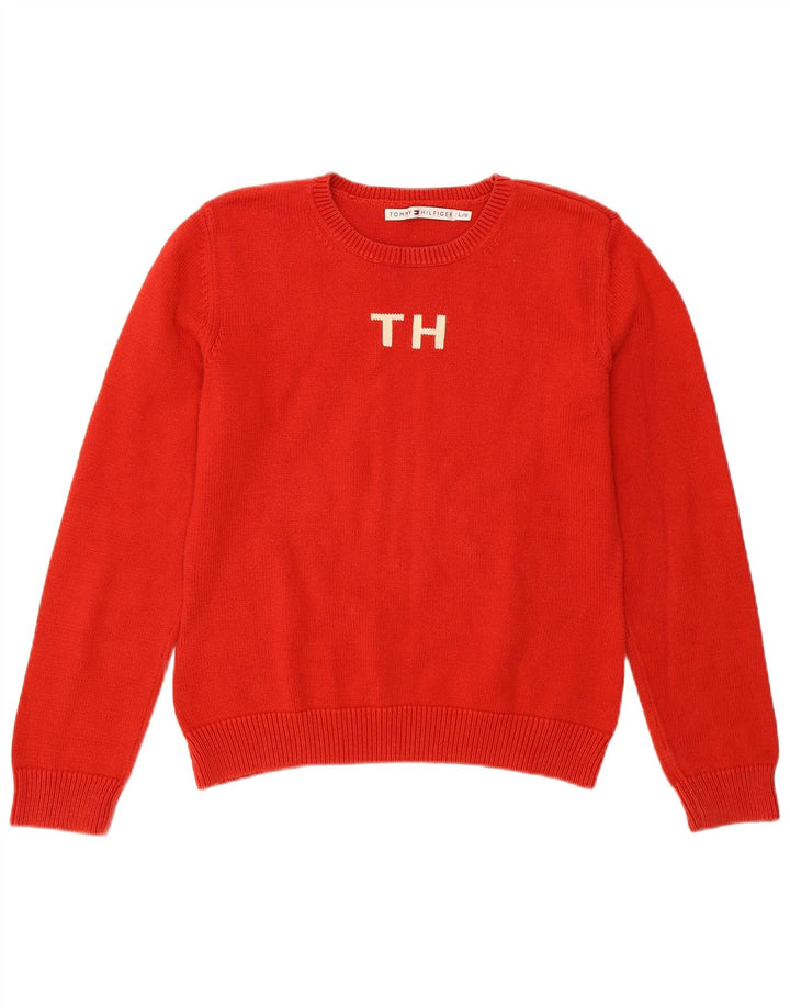 TOMMY HILFIGER Girls Boat Neck Jumper Sweater 14-15 Years Large  Red