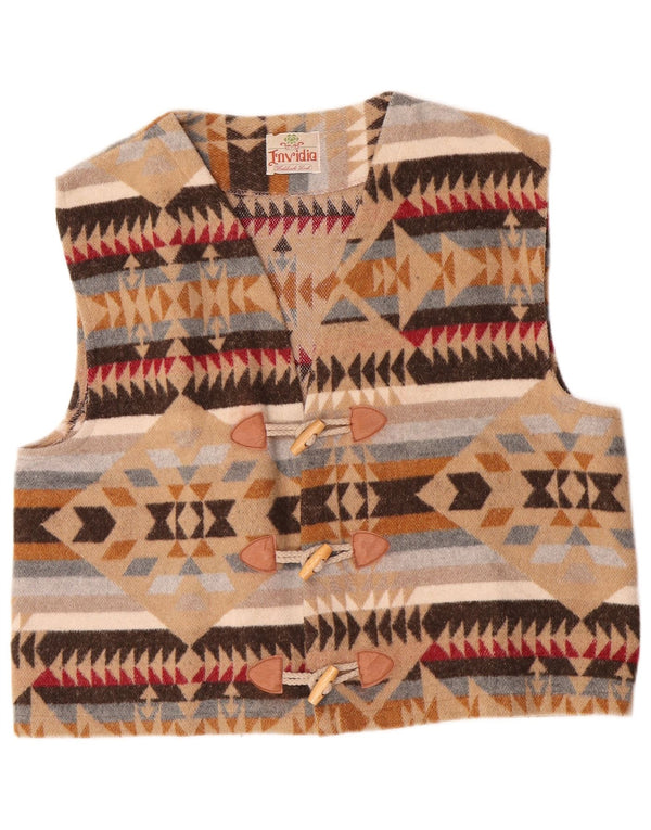 Vintage Mens Waistcoat Medium Beige Striped Acrylic