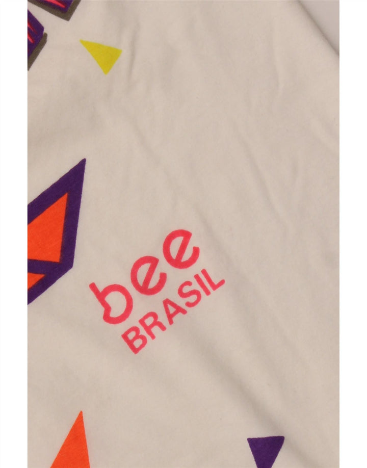 Vintage Mens Graphic T-Shirt Top Medium White Floral