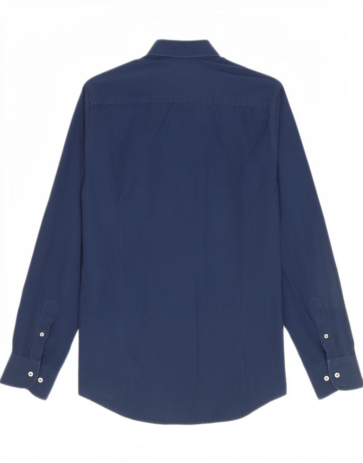 Trussardi Mens Shirt Size 39/40 Medium Navy Blue Cotton