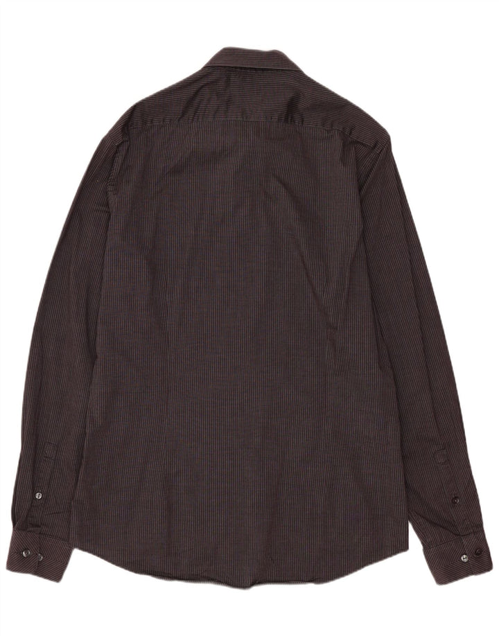 Calvin Klein Mens Slim Fit Shirt Size 39 15 1/2 Medium Grey Pinstripe