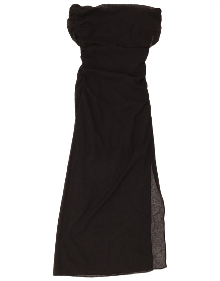 ZARA Womens Maxi Off Shoulder Dress UK 8 Small Black Polyester