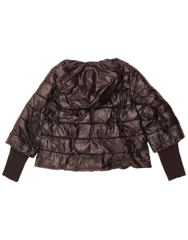 Guess Womens Hooded Padded Jacket UK 14 Large Black Polyester