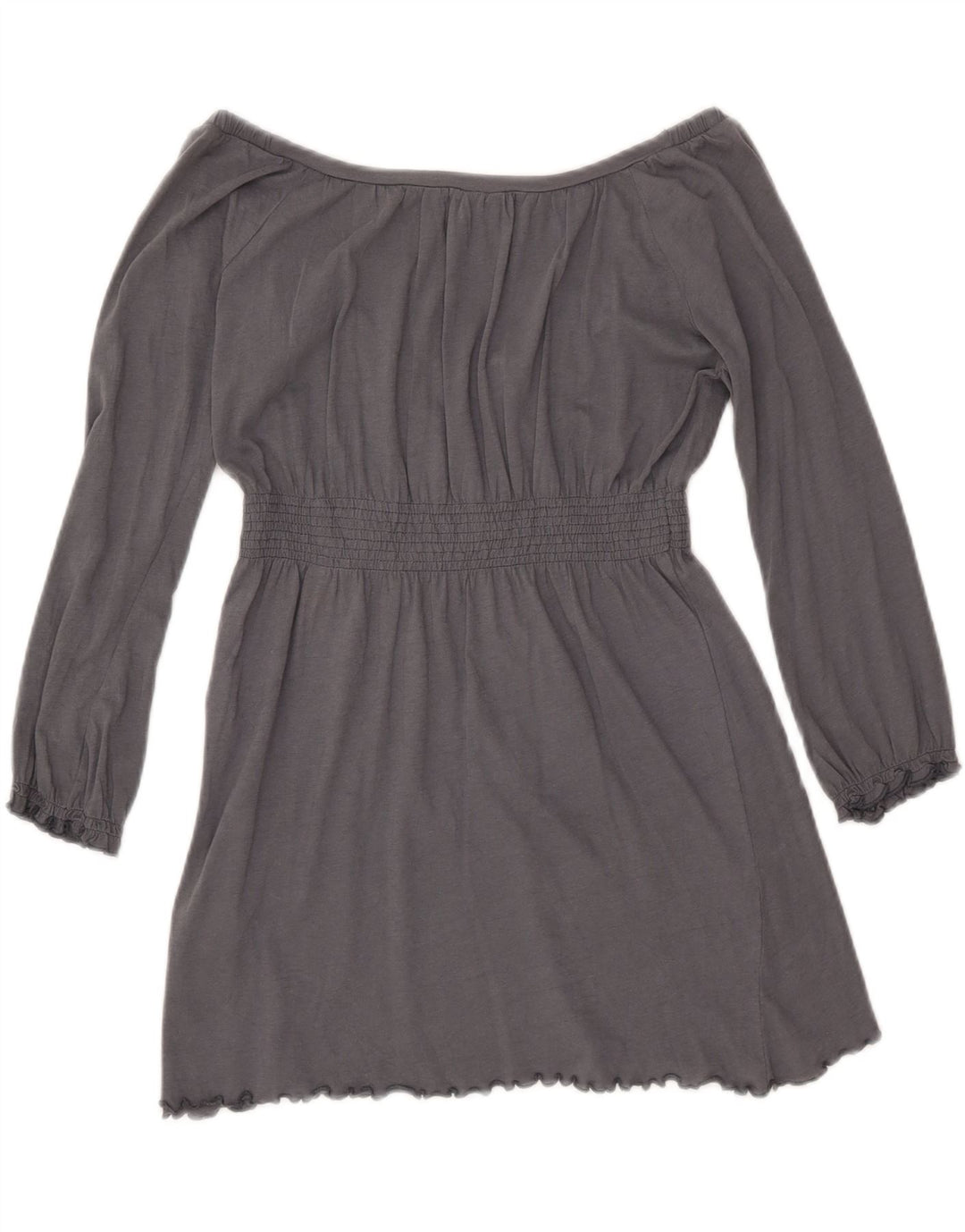 ZARA Womens Trafaluc 3/4 Sleeve Blouse Top UK 12 Medium Grey Cotton