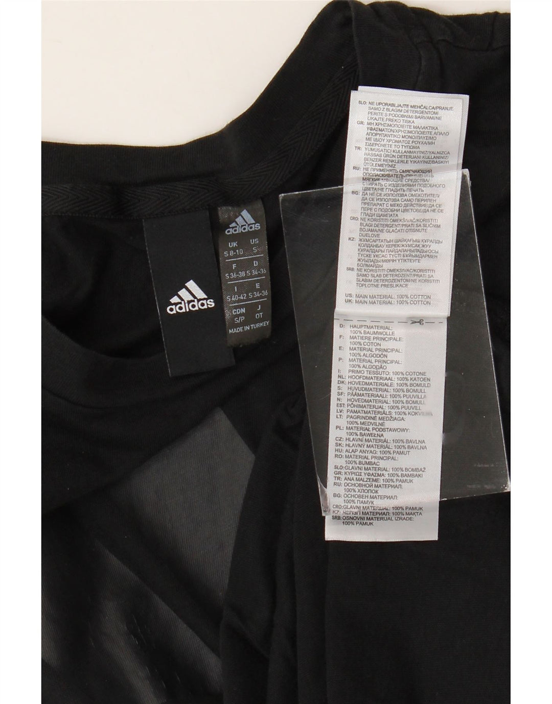 ADIDAS Womens Graphic T-Shirt Top UK 8/10 Small Black Cotton