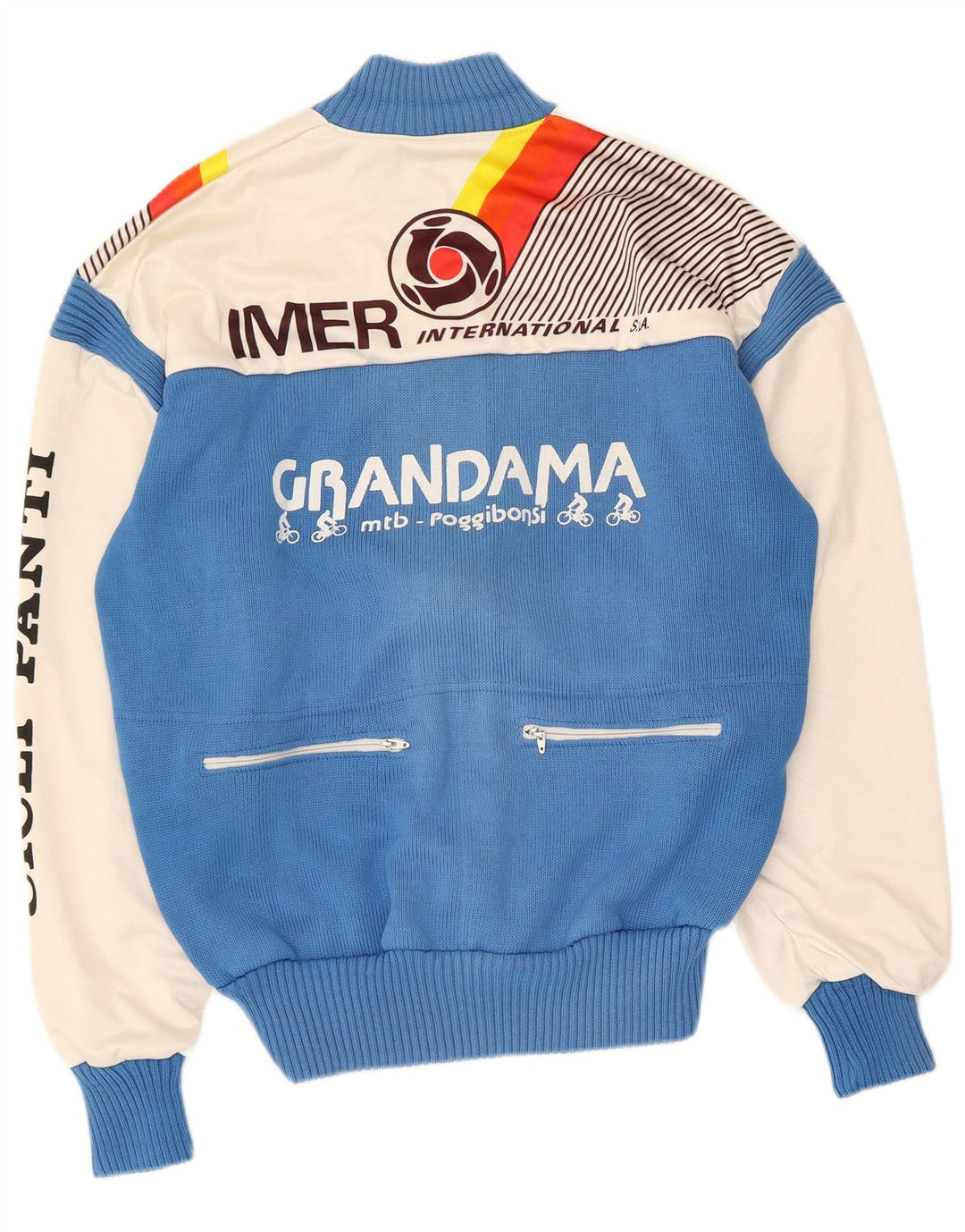 Vintage Mens Graphic Tracksuit Top Jacket IT 50 Medium Blue Colourblock