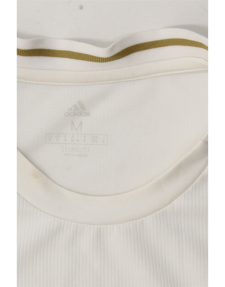 ADIDAS Mens Real Madrid Graphic T-Shirt Top Medium White Polyester