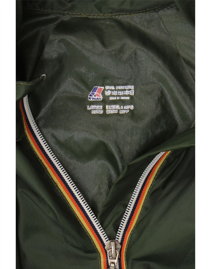 K-Way Womens Hooded Rain Jacket UK 16 Large Khaki Polyamide