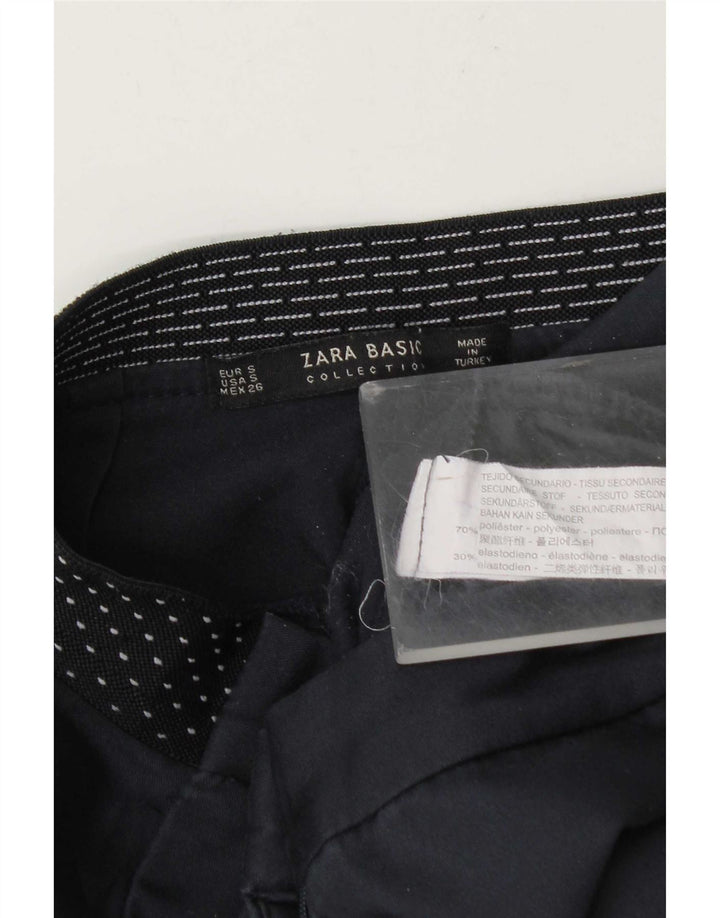Zara Womens Slim Chino Trousers Small W26 L27 Navy Blue Polyester