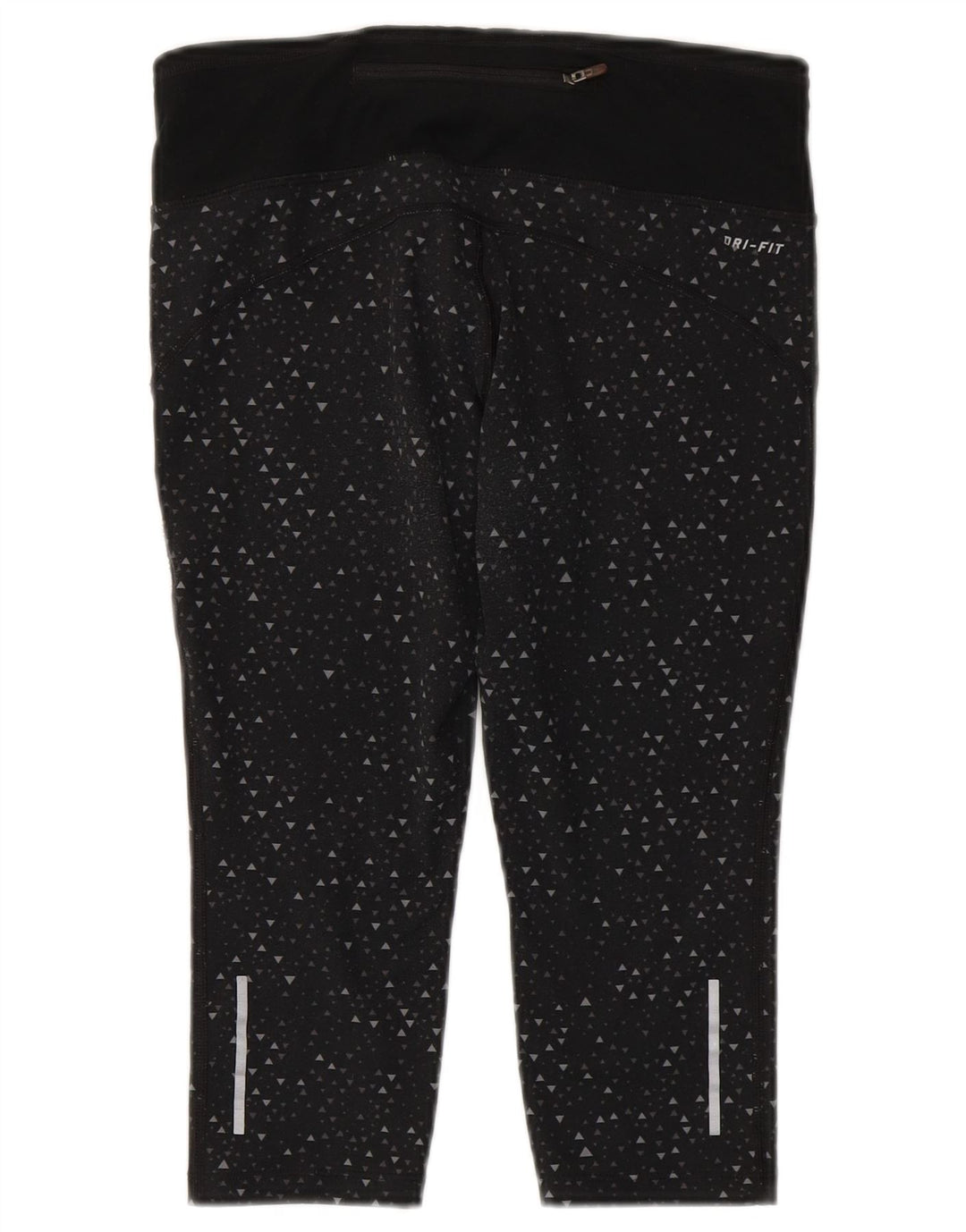 Nike Womens Dri Fit Capri Leggings UK 10 Small Black Geometric Polyester