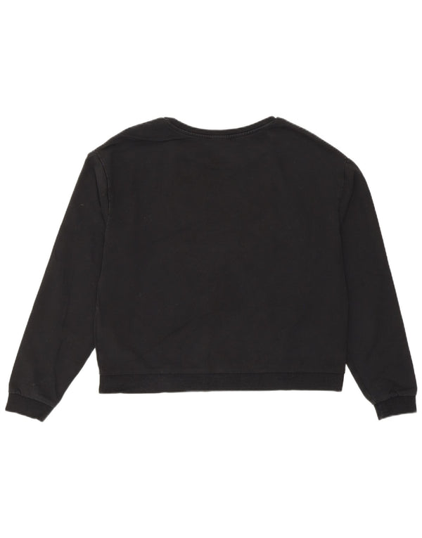 Guess Womens Graphic Sweatshirt Jumper UK 8 Small Black Cotton