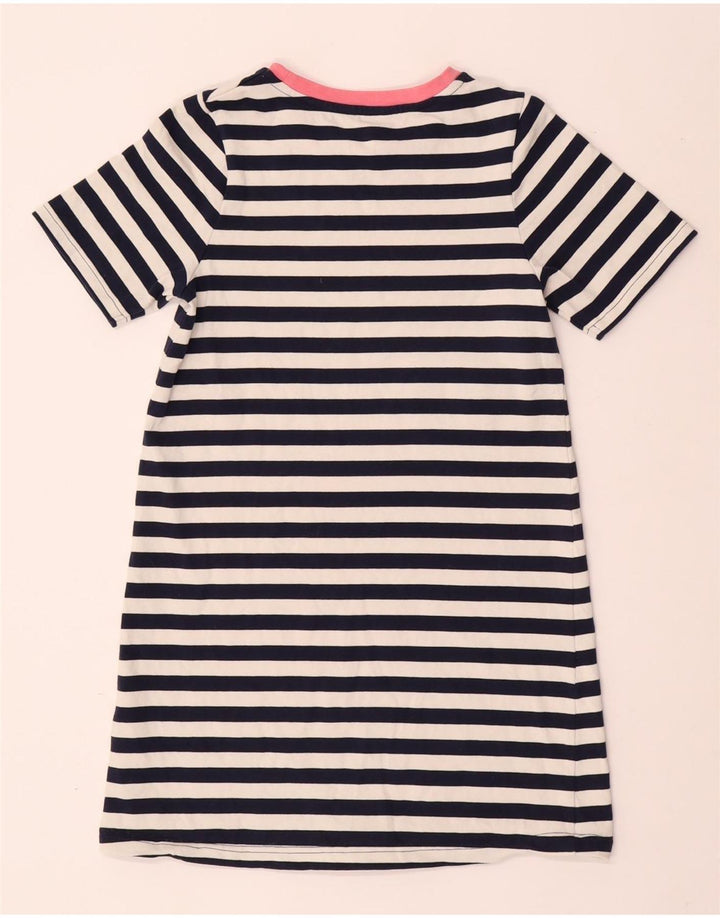 JOULES Girls T-Shirt Dress 11-12 Years Navy Blue Striped Cotton