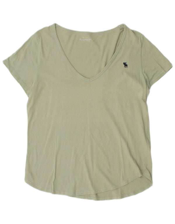 Abercrombie & Fitch Womens T-Shirt Top UK 14 Large Khaki Cotton