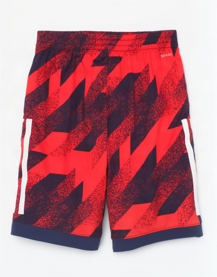 Adidas Boys Climalite Sport Shorts 6-7 Years Red Geometric Polyester