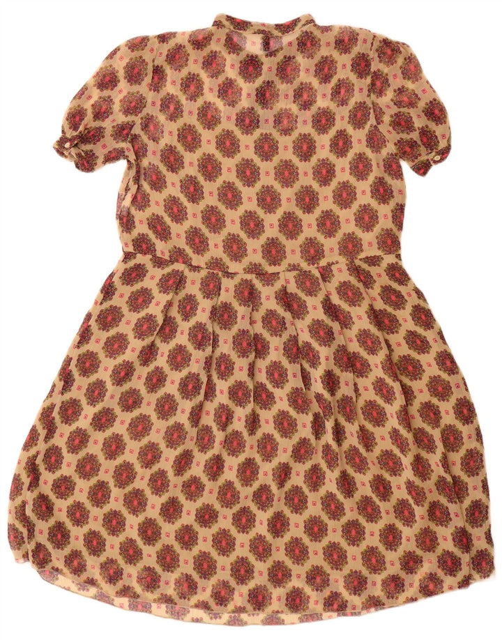 Benetton Womens A-Line Dress UK 12 Medium Beige Floral