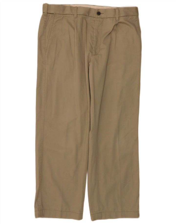 MARKS & SPENCER Mens Straight Chino Trousers W34 L29 Beige Cotton