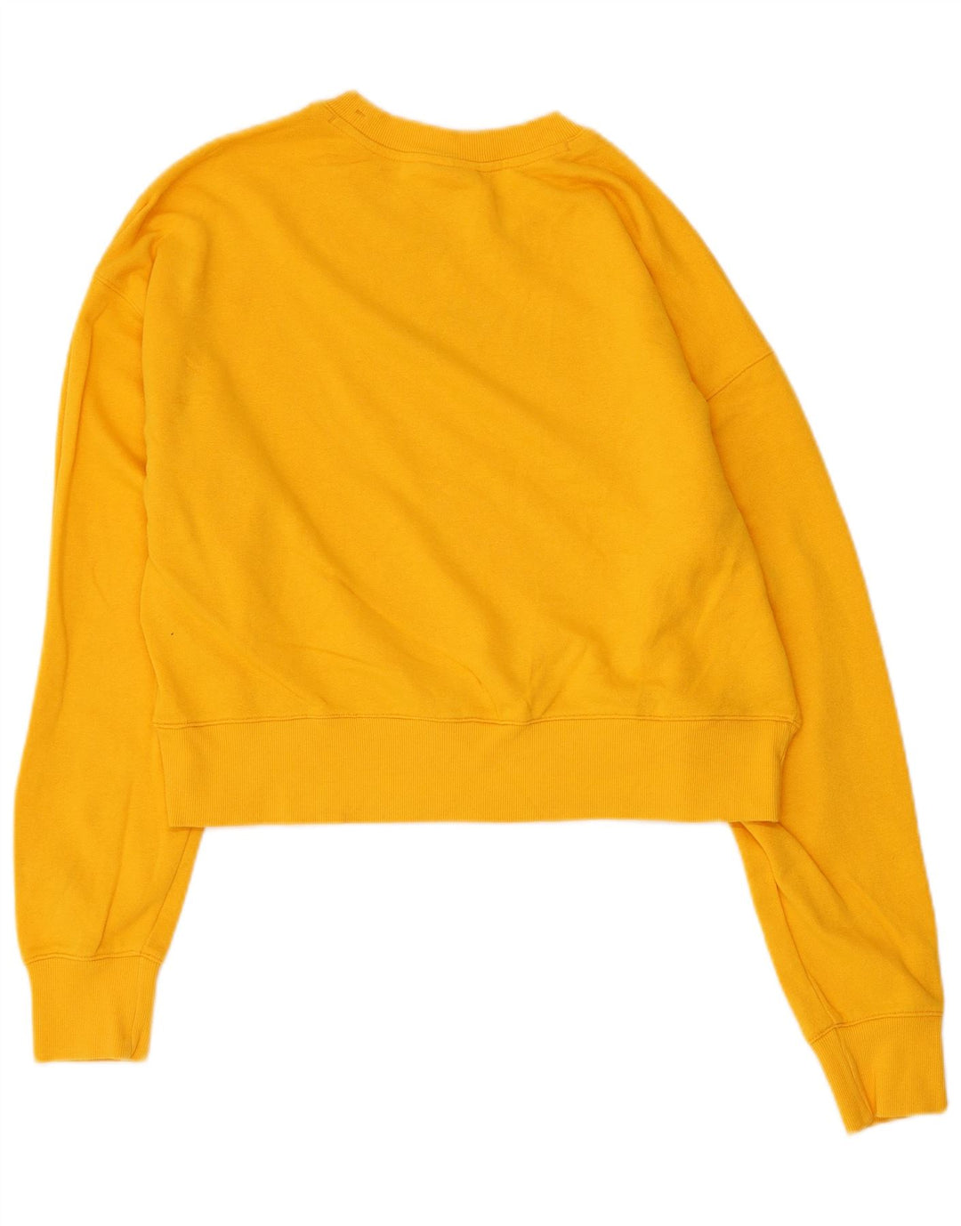 CHAMPION Womens Crop Sweatshirt Jumper UK 16 Large Yellow Cotton