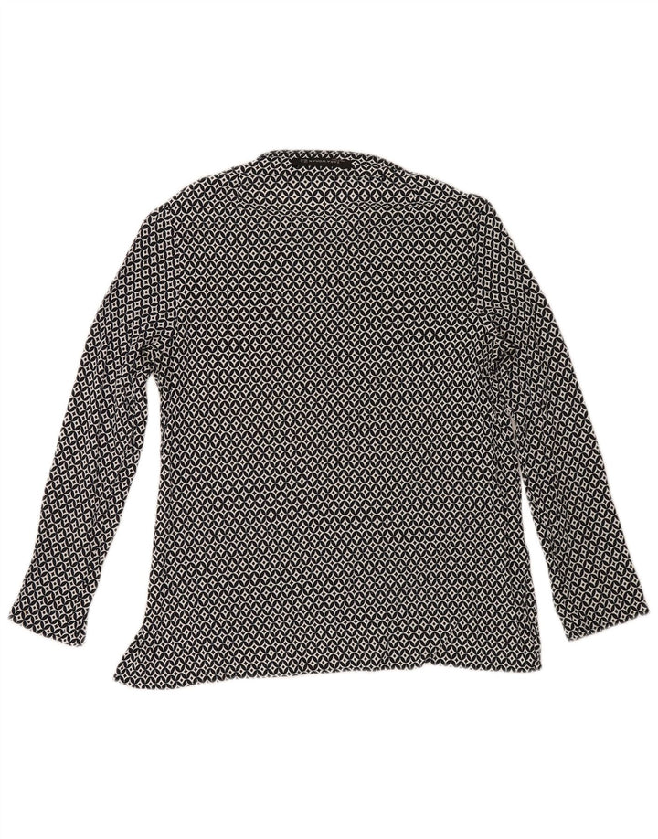 ZARA Womens Long Sleeve Blouse Top UK 12 Medium Black Geometric