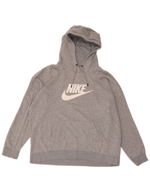 NIKE Mens Graphic Hoodie Jumper XL Grey Flecked Cotton