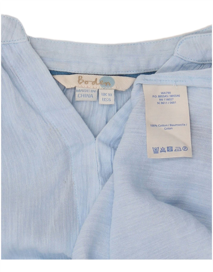 BODEN Womens Oversized Long Sleeve Blouse Top UK 10 Small Blue Cotton