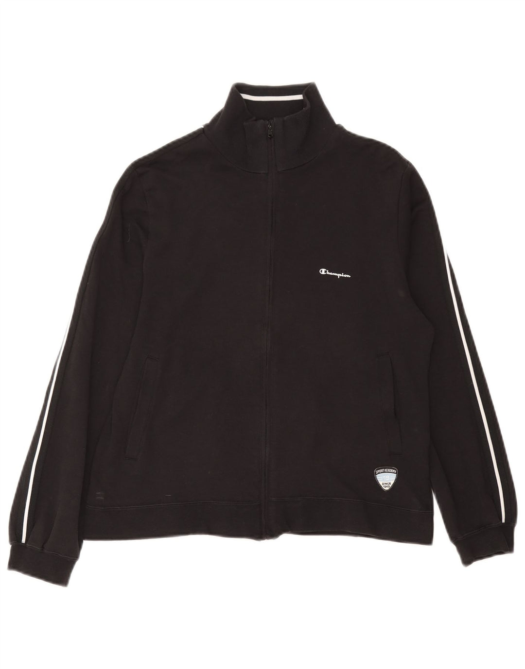 Champion Womens Tracksuit Top Jacket UK 14 Medium Black Cotton