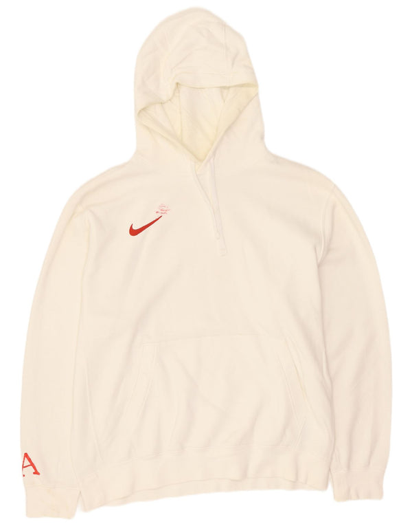 Nike Mens Graphic Hoodie Jumper Large White Cotton