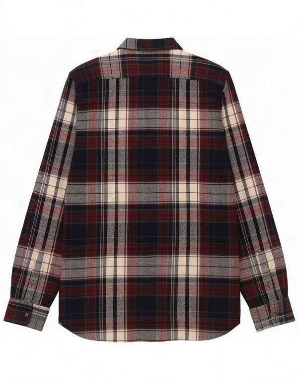 French Connection Mens Flannel Shirt Medium Burgundy Plaid Cotton