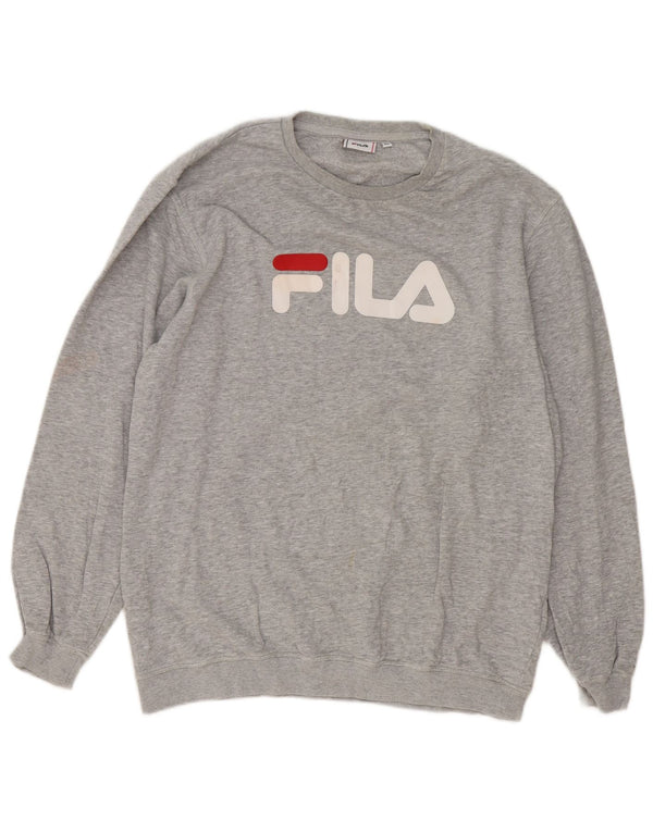 Fila Mens Graphic Sweatshirt Jumper XL Grey Flecked Cotton