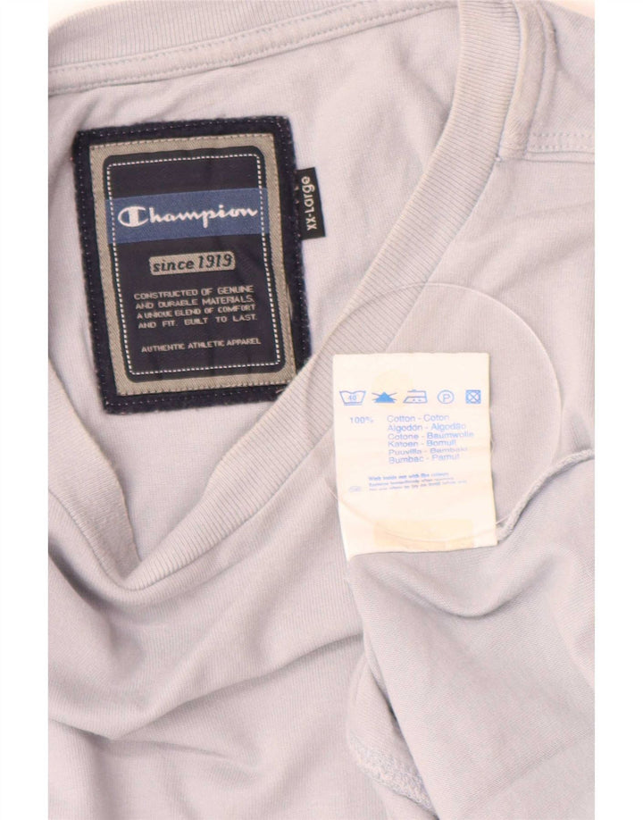 Champion Mens Top Long Sleeve 2XL Blue Cotton
