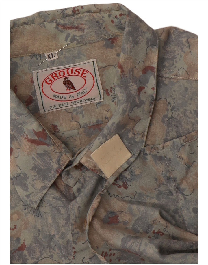 VINTAGE Mens Short Sleeve Shirt XL Multicoloured Floral Rayon