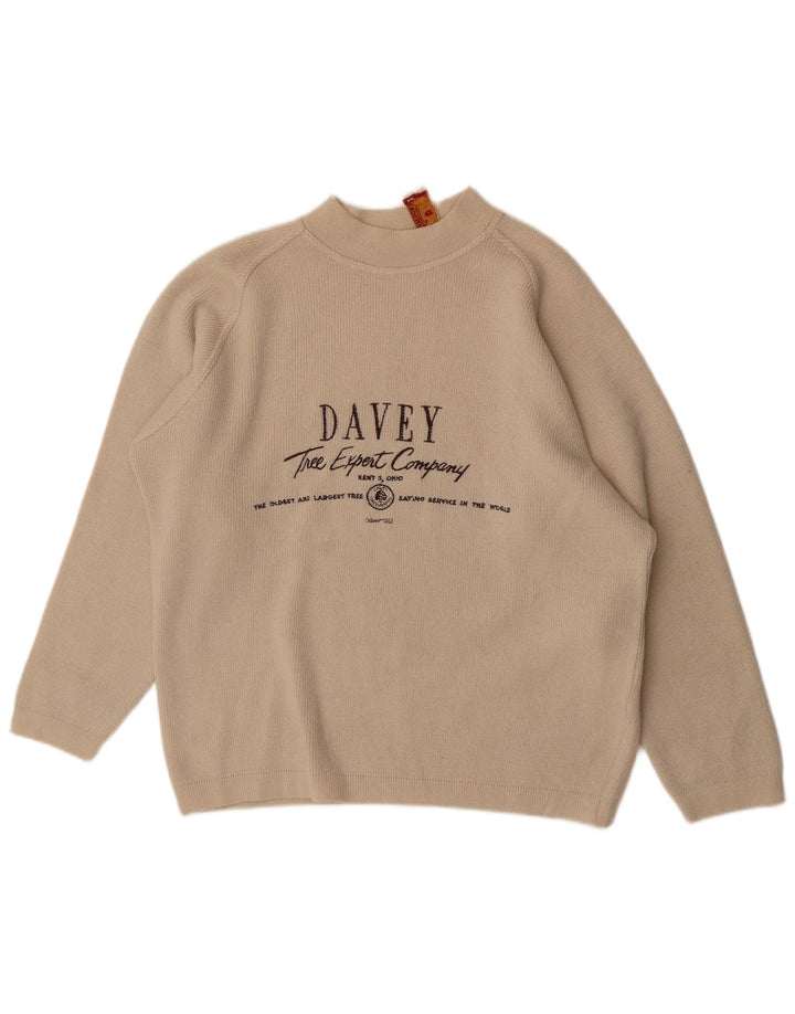 S.Moritz Mens Graphic Turtle Neck Jumper Sweater Large Beige