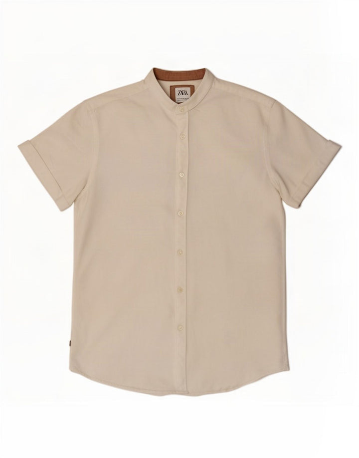 Zara Mens Short Sleeve Slim Fit Shirt Medium White